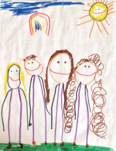 This piece of art was created by Lauren at least four years ago. She's the one with the curls on the right, I'm the one next to her. Wouldn't it be wonderful if life was all sunshine and rainbows? ©KAY MCLANE DESIGN, LLC